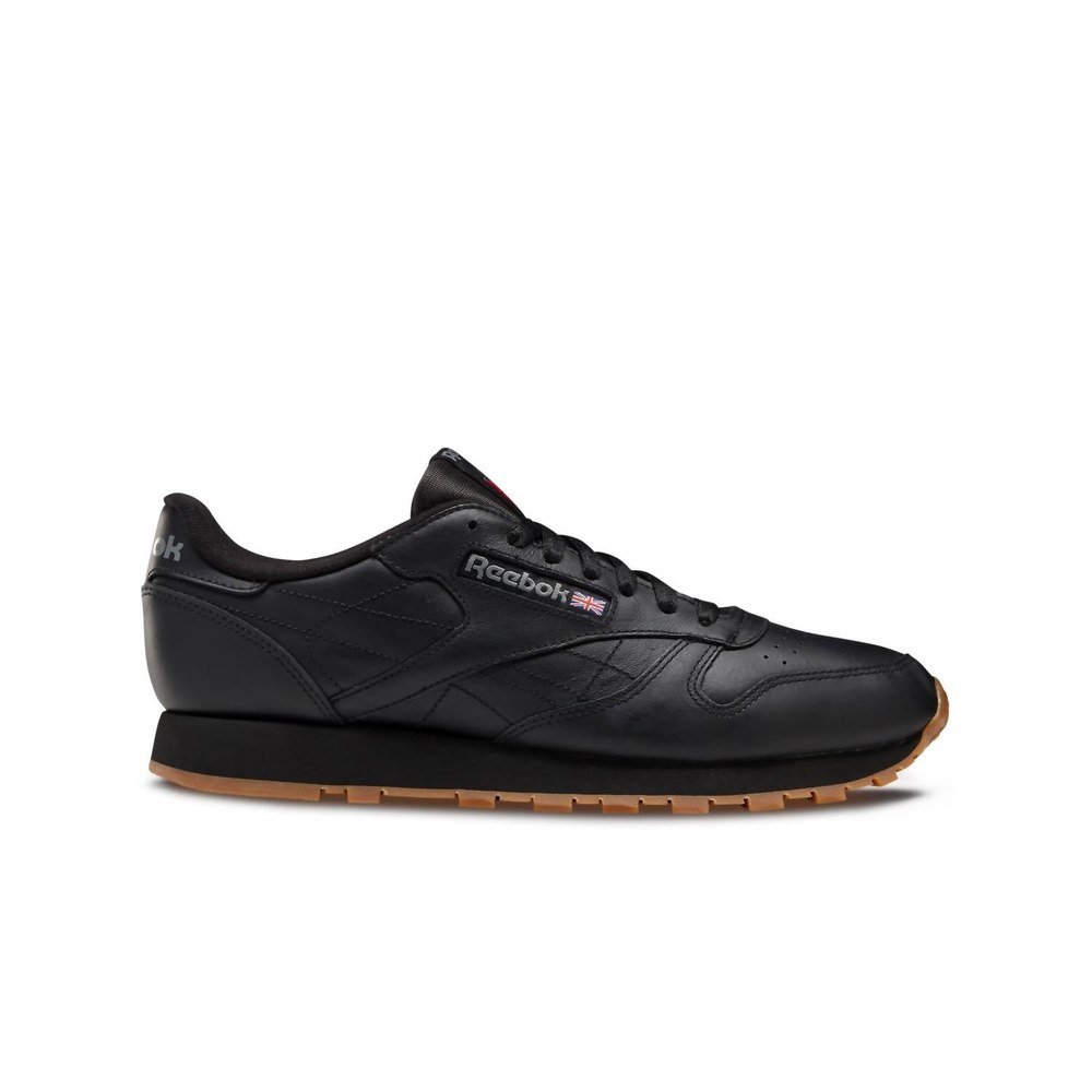 Men’s Classic Leather Running Shoes In Black/gum