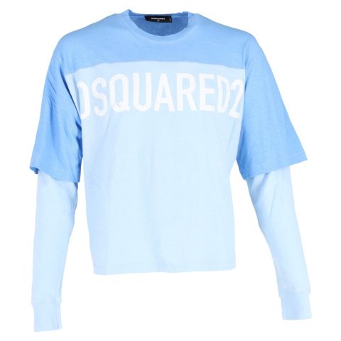 Dsquared2 Long sleeve T-shirt in Light Blue Cotton 7748647452732