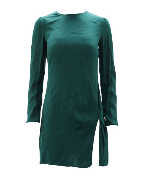 Reformation Crew Neck Mini Dress in Green Viscose 7748648992828