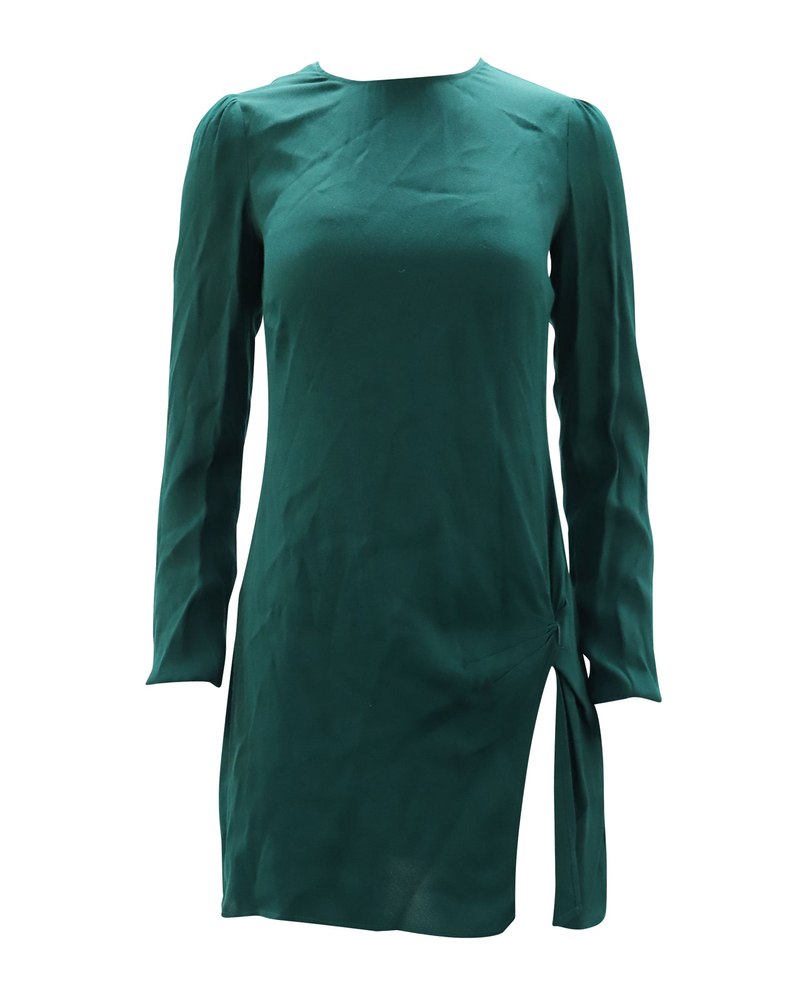 Reformation Crew Neck Mini Dress in Green Viscose 7748648992828