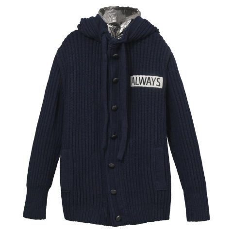 Valentino Garavani All Ways Knit Jacket with Metallic Hood in Blue Wool 7748646535228