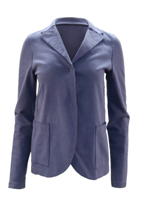 Harris Wharf London Raw Edge Detail Blazer in Blue Cotton 7748646600764