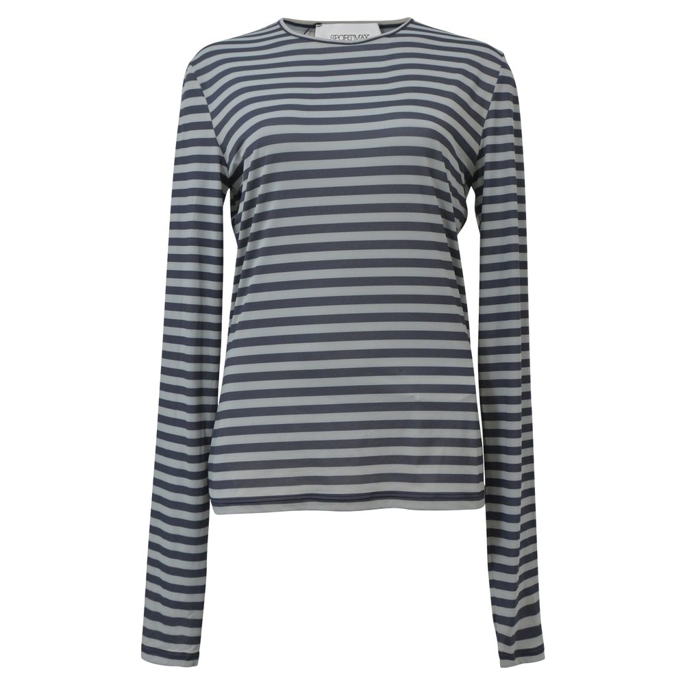 Sportmax Striped Long Sleeve Top in Light Blue Cotton 7748646993980