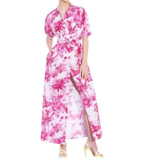 Stevie Shirt Dress In Lux Palm Pink