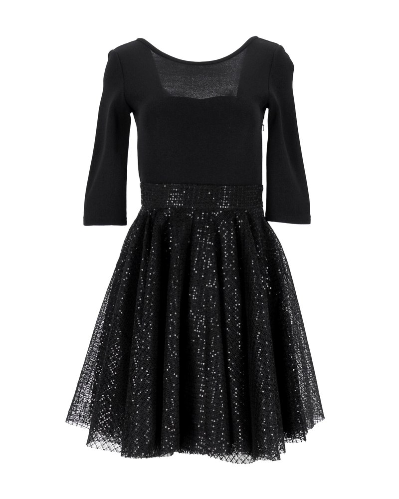 Maje Sequin Skirt Dress in Black Polyamide 7748652302396