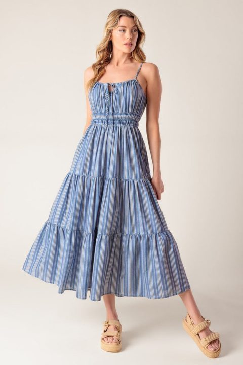 SECRET’S OUT WOVEN MIDI DRESS