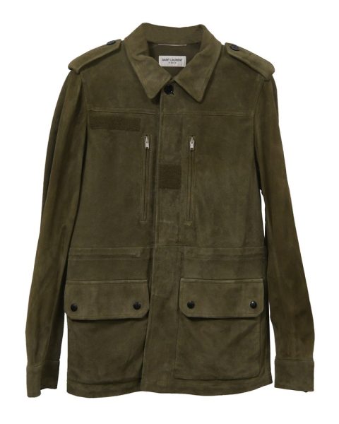 Saint Laurent Jacket in Green Suede 7748652597308