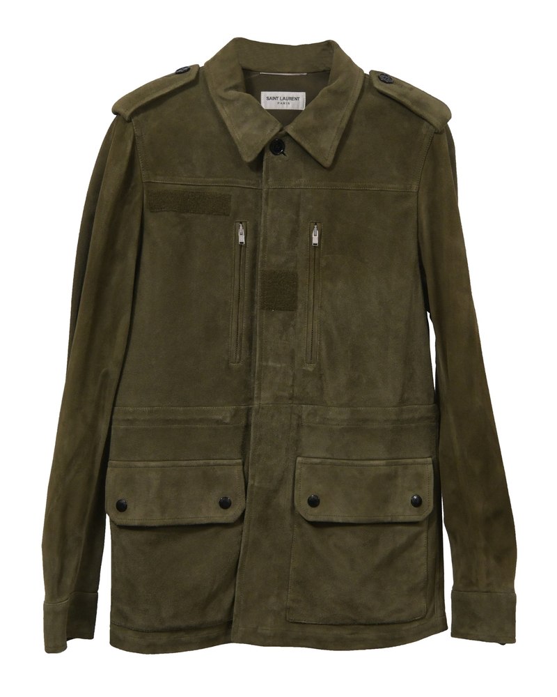 Saint Laurent Jacket in Green Suede 7748652597308