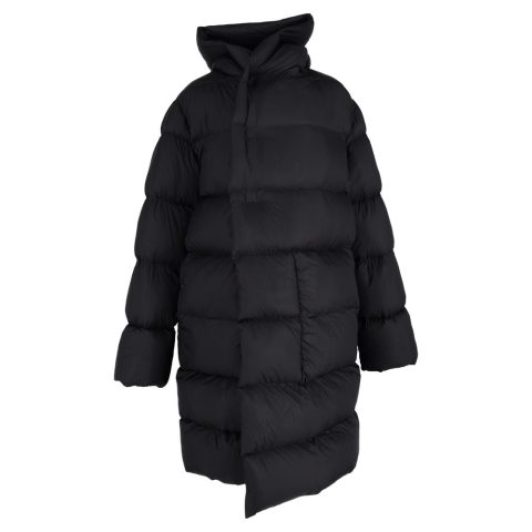 Rick Owens Hooded Puffer Coat in Black Nylon 7748653023292