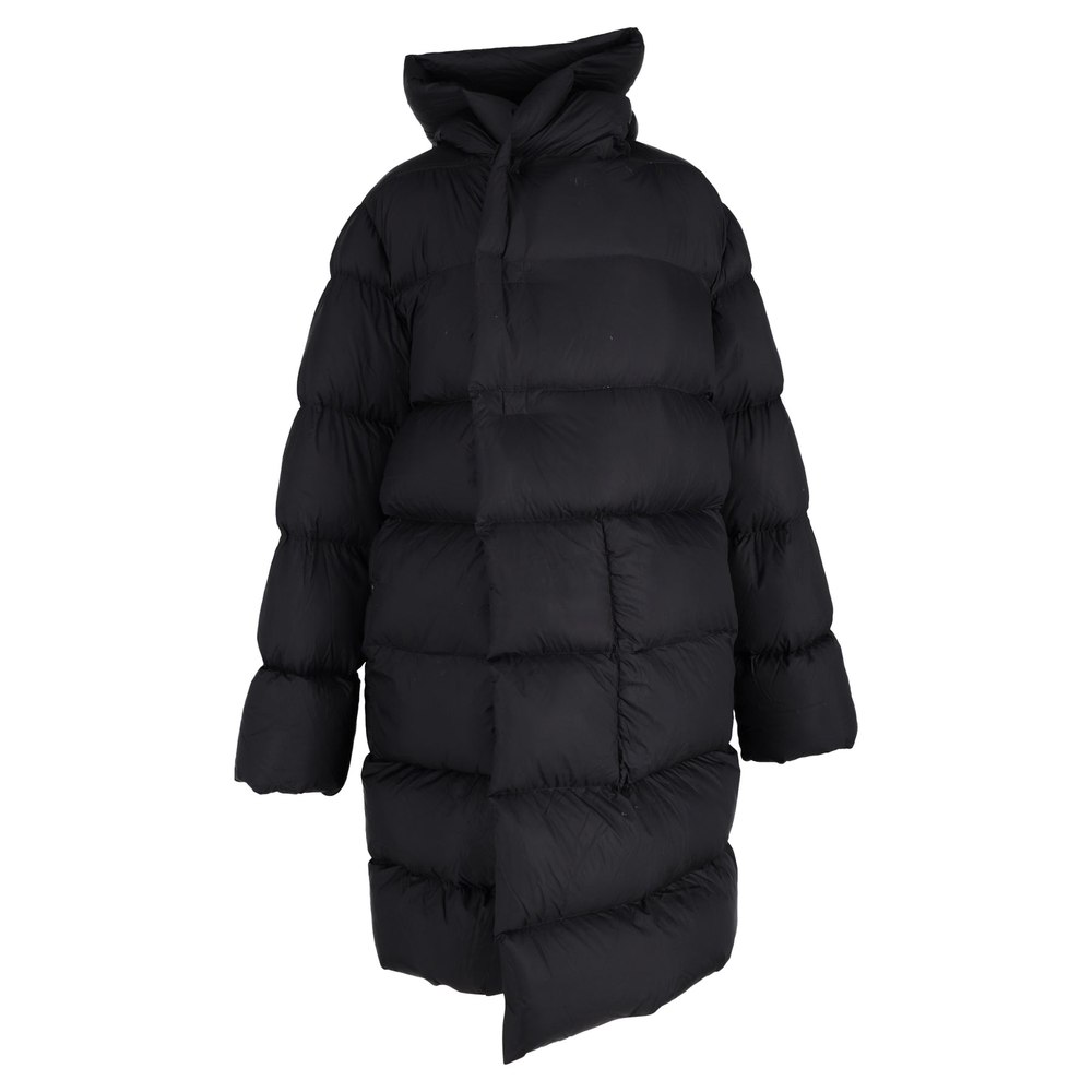 Rick Owens Hooded Puffer Coat in Black Nylon 7748653023292