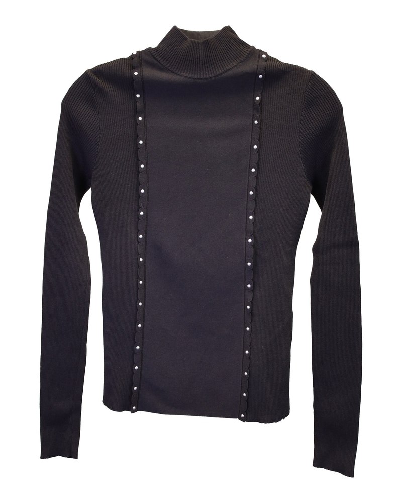 Red Valentino Turtleneck Studded Sweater in Black Viscose 7748658495548