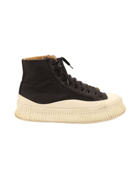 Jil Sander Vulcanized High-Top Sneakers in Black Canvas 7748657152060