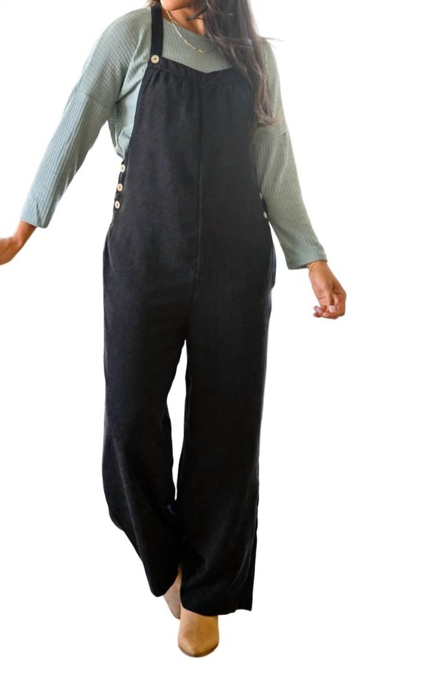 More Than Friends Corduroy Jumpsuit In Black