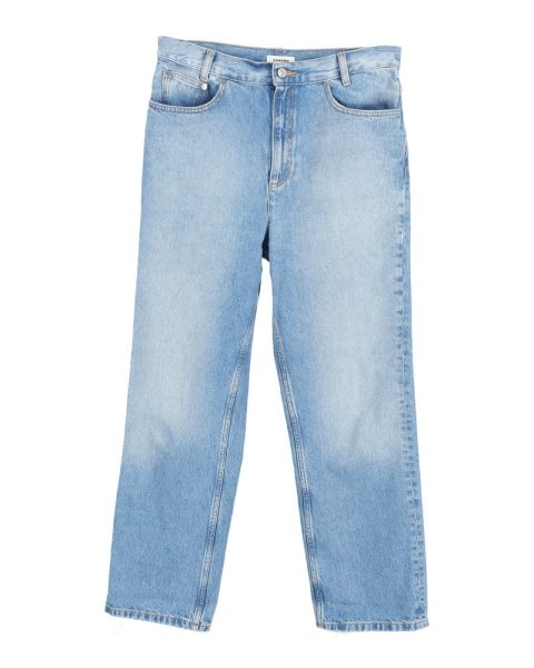 Sandro Logo-Embroidered Straight-Leg Jeans in Light Blue Cotton