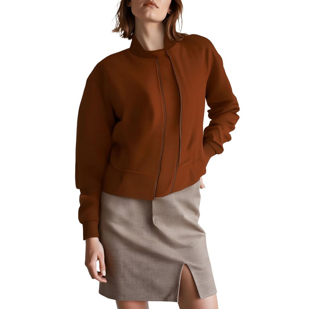 Ribbed Trim Bomber Jacket