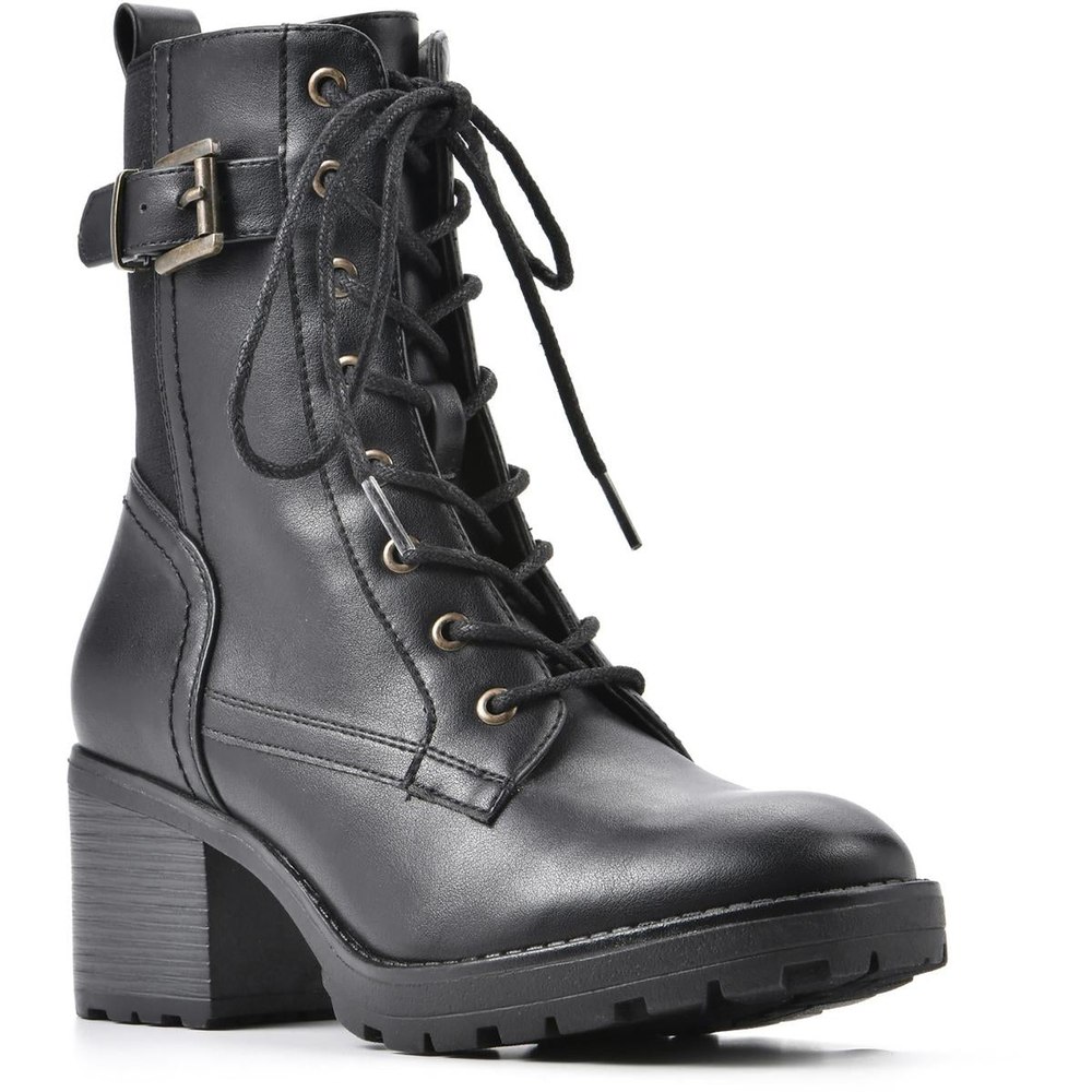 Bradley Faux Leather Ankle Combat & Lace-up Boots