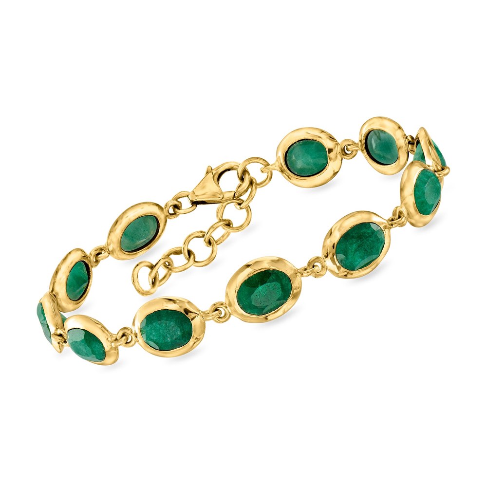 Ross-Simons Emerald Bracelet in 18kt Gold Over Sterling