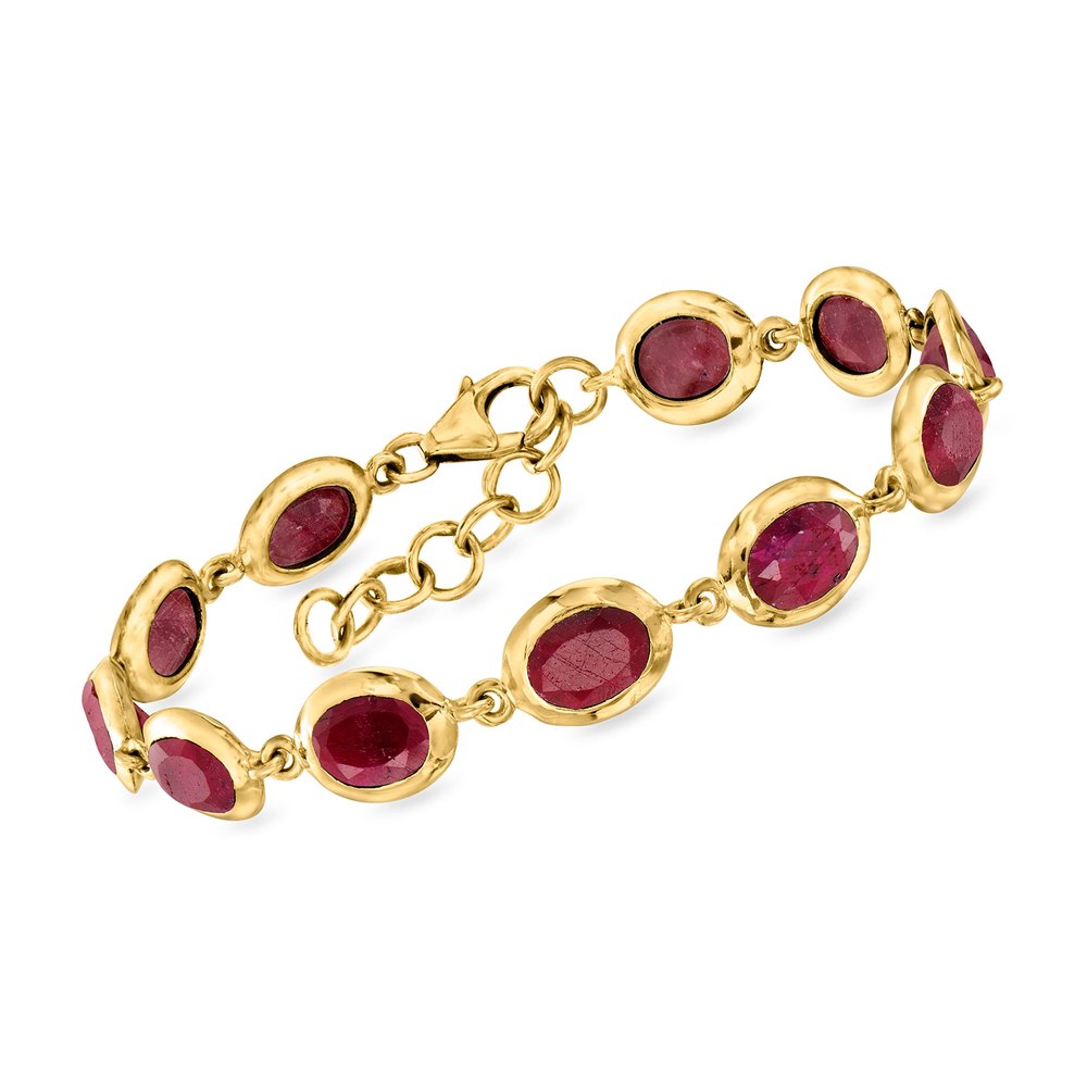 Ross-Simons Ruby Bracelet in 18kt Gold Over Sterling
