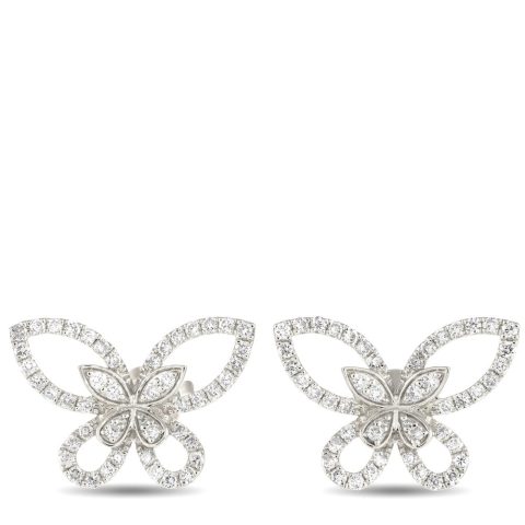 LB Exclusive 18K White Gold 0.75ct Diamond Butterfly Earrings AER-16725