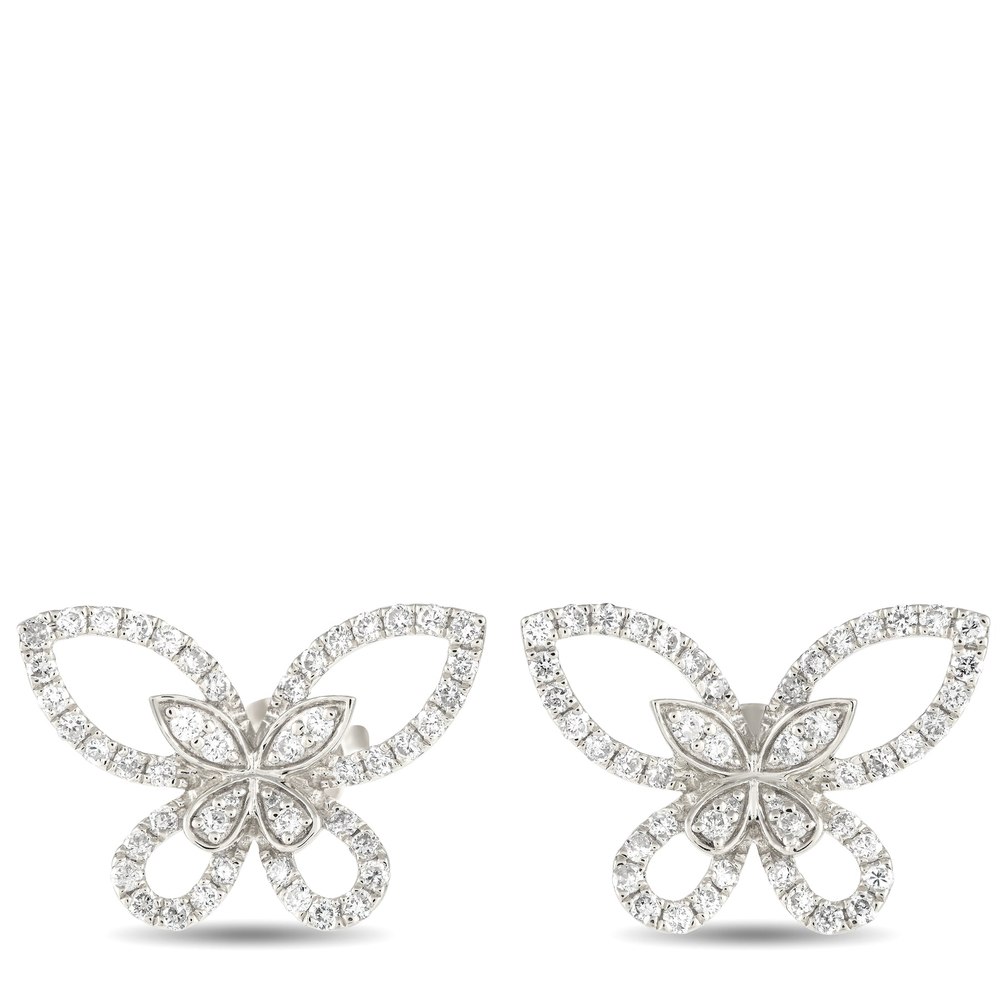 LB Exclusive 18K White Gold 0.75ct Diamond Butterfly Earrings AER-16725