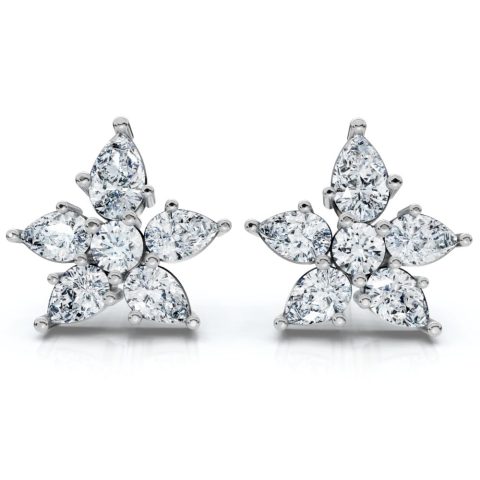 2Ct Pear Shape Cluster Diamond Earrings 14k Gold Lab Grown Women’s
