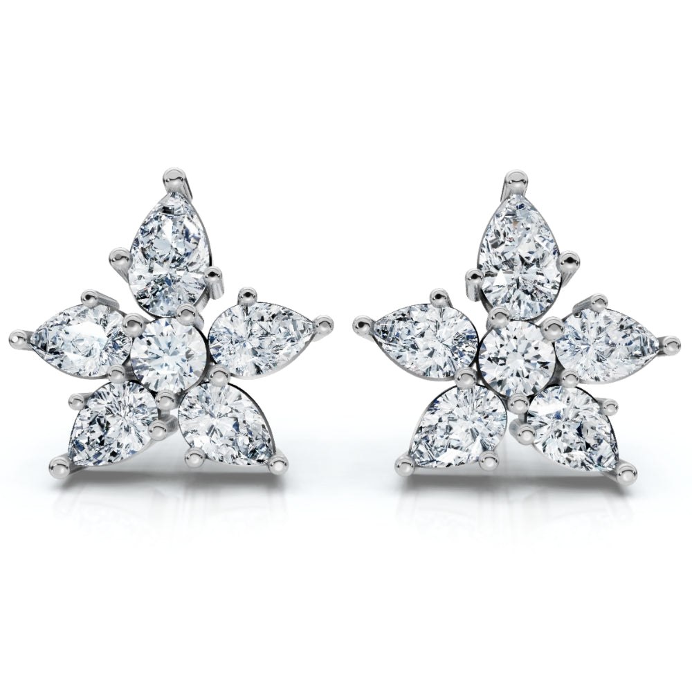 2Ct Pear Shape Cluster Diamond Earrings 14k Gold Lab Grown Women’s