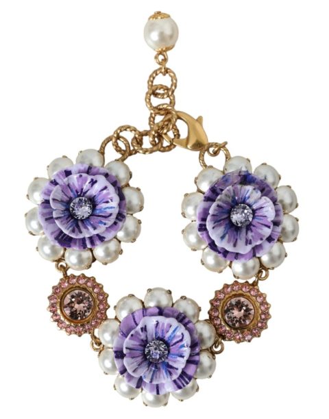 Dolce & Gabbana FIORI BLOOMING Floral Baroque Crystals Women’s Bracelet (Pre-Owned)