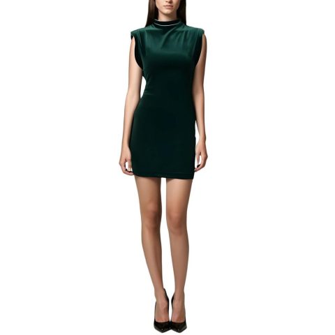 Shoulder Pads Velvet Mini Dress