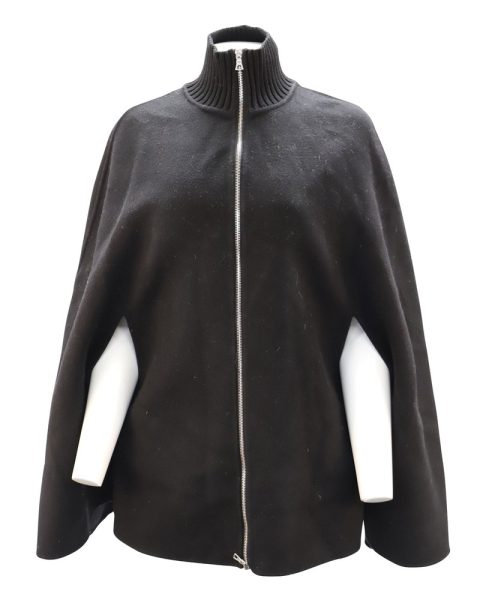 Sandro Paris Zip Cape Jacket in Black Wool 7748662001724