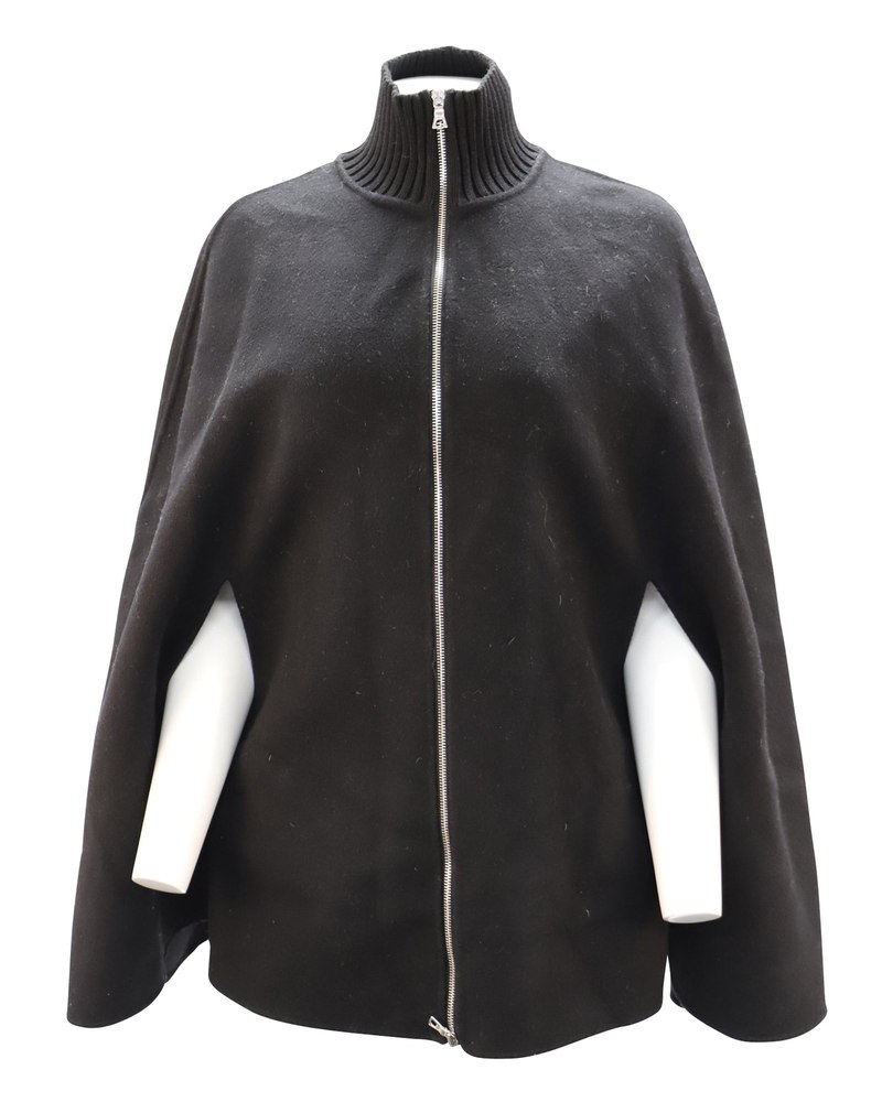 Sandro Paris Zip Cape Jacket in Black Wool 7748662001724