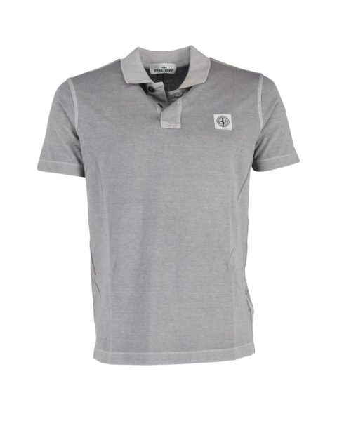 Stone Island Short-Sleeve Polo Shirt in Grey Cotton 7748660854844