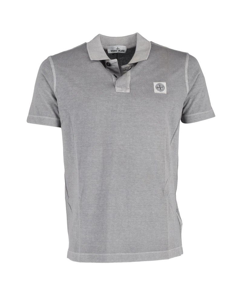 Stone Island Short-Sleeve Polo Shirt in Grey Cotton 7748660854844