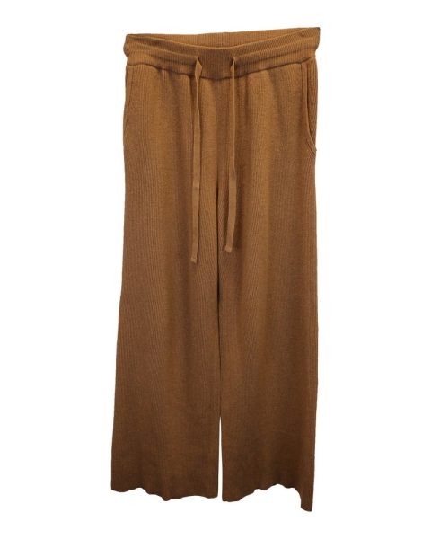 Nanushka Oni Ribbed-Knit Straight-Leg Pants in Brown Wool 7748662165564