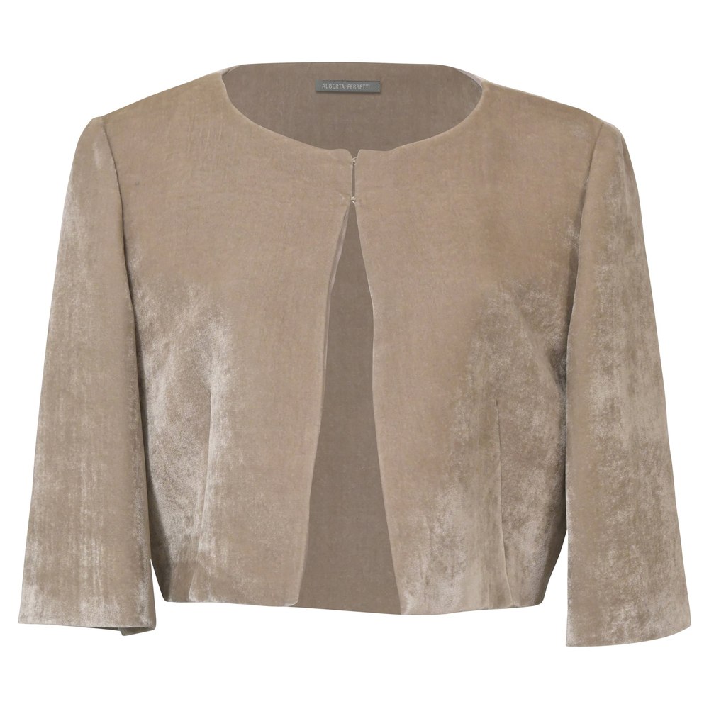 Alberta Ferretti Cropped Jacket in Beige Velvet 7748662231100