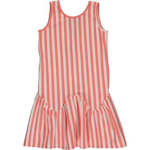Girl’s Leila Dress In Coral/white Stripe