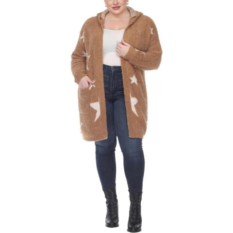 Plus Sherpa Hooded Cardigan Sweater