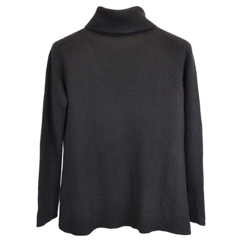 The Row Ribbed Turtleneck Sweater in Black Wool 7748666458172