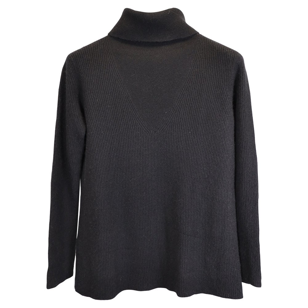The Row Ribbed Turtleneck Sweater in Black Wool 7748666458172