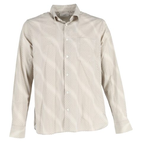 Mr. P Printed Polka Dot Shirt in Beige Cotton 7748669407292