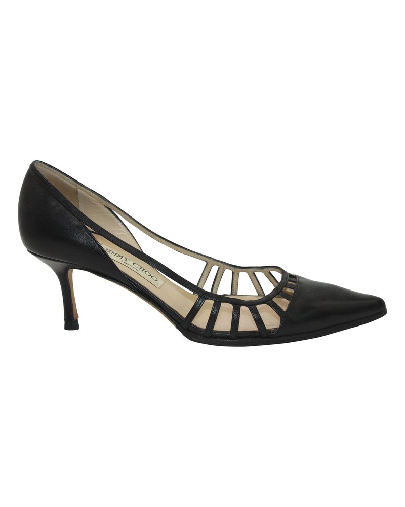 Jimmy Choo Cut-Out Delilah Pumps in Black Leather 7748669669436