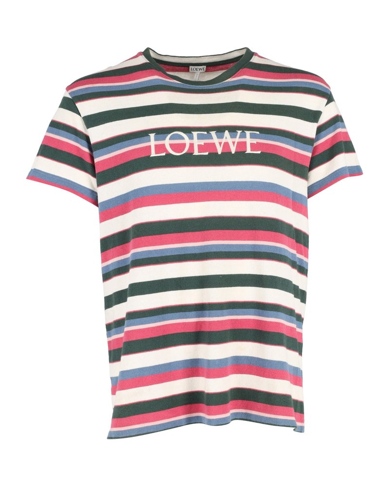 Loewe Embroidered Striped T-shirt in Multicolor Cotton 7748671143996