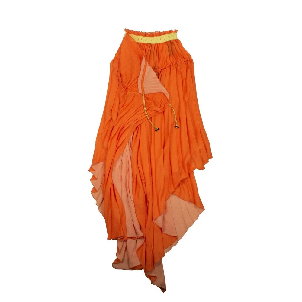 Pleated Drawstring Dress – Orange