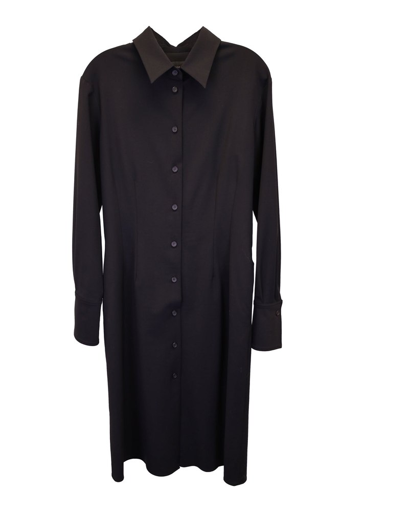 Joseph Midi Shirt Dress In Black Wool 7748676354108