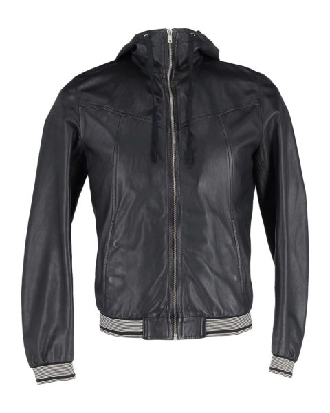 Dolce & Gabbana Hooded Jacket in Black Leather 7748676124732