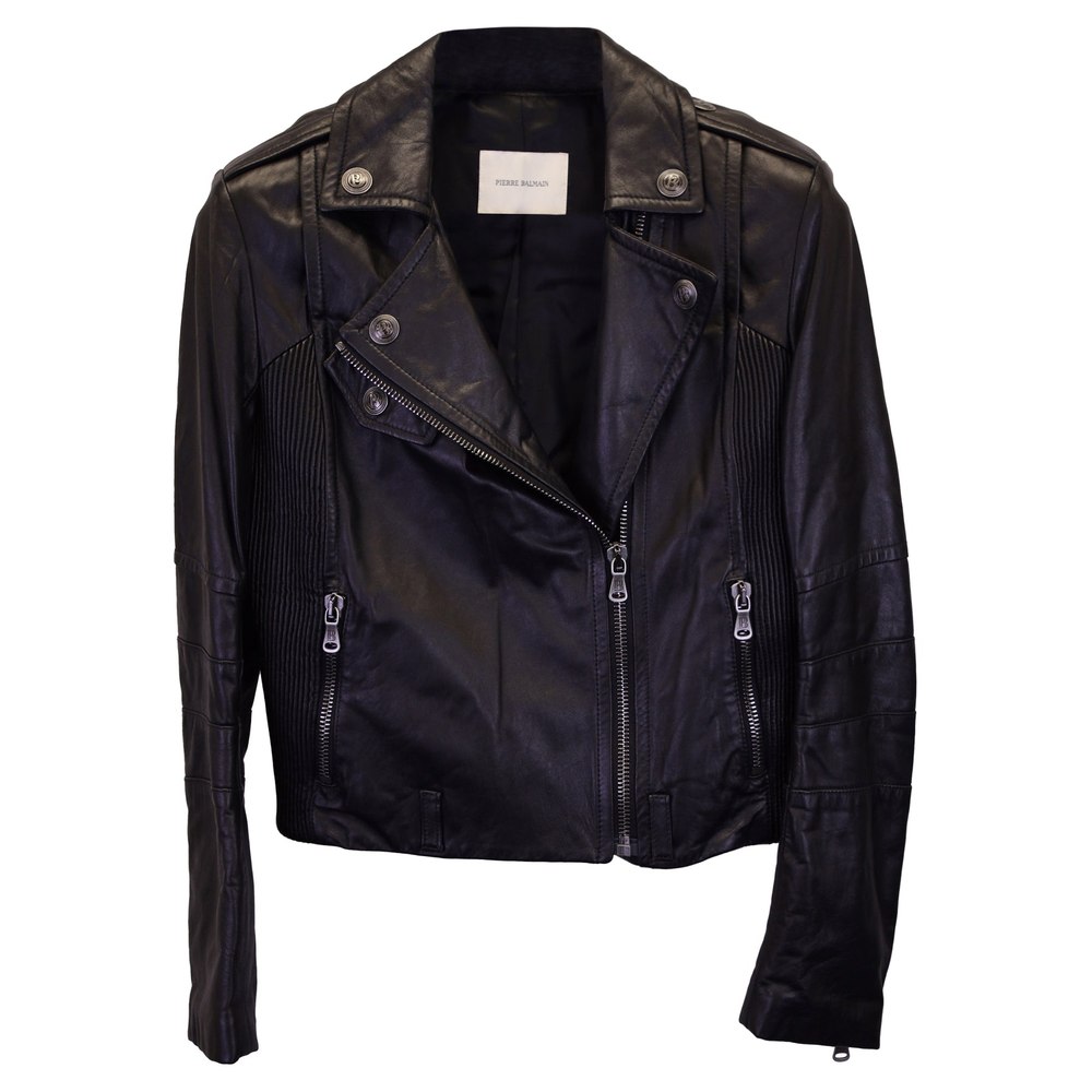 Pierre Balman Biker Jacket in Black Leather 7748676419644