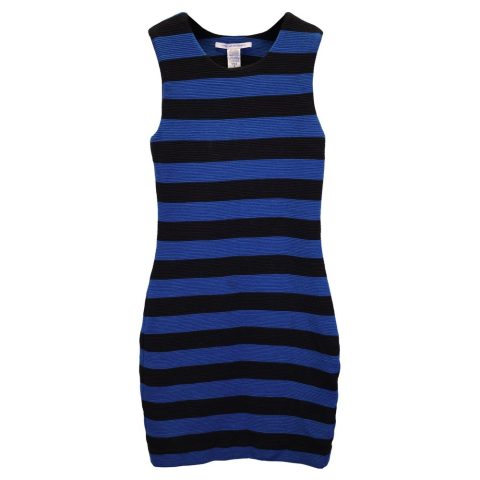 Diane Von Furstenberg Rigmora Striped Bodycon Dress in Blue Wool Blend 7748677894204