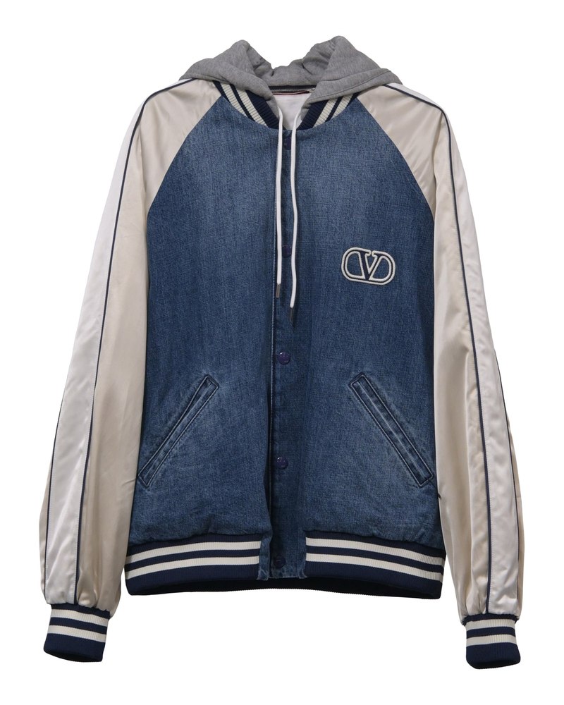 Valentino Bomber Jacket in Blue Denim 7748679237692