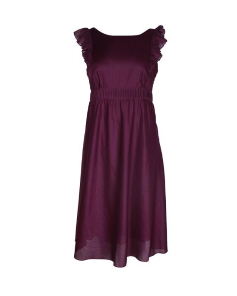 Vanessa Bruno Ruffled Sleeveless Dress in Purple Cotton 7748679499836