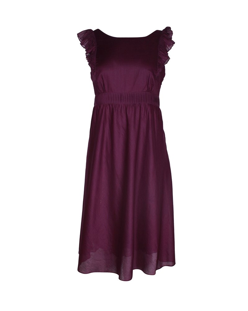 Vanessa Bruno Ruffled Sleeveless Dress in Purple Cotton 7748679499836