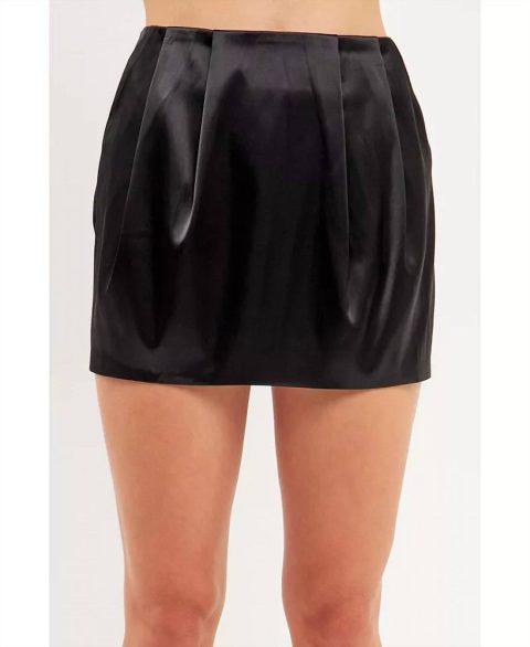 Satin Mini Skirt In Black